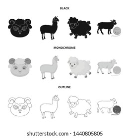 Vector illustration of sheep and goat icon. Set of sheep and happy stock vector illustration.