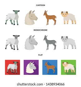 Vector illustration of sheep and goat logo. Set of sheep and happy vector icon for stock.