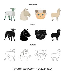 Vector illustration of sheep and goat sign. Set of sheep and happy  stock vector illustration.