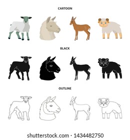 Vector illustration of sheep and goat symbol. Set of sheep and happy stock vector illustration.