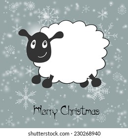 Vector illustration with Sheep greeting card. Christmas and New year 2015 holiday background.
