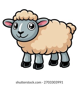 Vector illustration of sheep with happy face suitable for farm animal character kids theme educational playful or decorative creative artwork