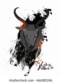 Vector illustration of a Sheep Head with abstract paint stroke for Muslim Community, Festival of Sacrifice, Eid-Al-Adha Celebration.