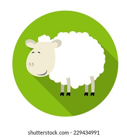 Vector illustration of Sheep icon 2015 with long shadow