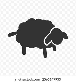 Vector illustration of sheep icon in dark color and transparent background(PNG).