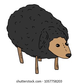 Vector illustration of a sheep, lamb. Black sheep.