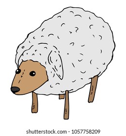 Vector illustration of a sheep, lamb. White sheep.