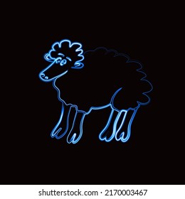 Vector illustration of a sheep with a neon effect.