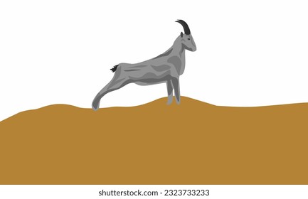 Vector illustration, illustration of a sheep on a hill in Abstract colors.
