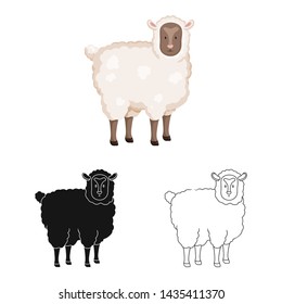 Vector illustration of sheep and pet icon. Collection of sheep and lamb stock symbol for web.