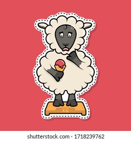 Vector illustration of the sheep. Pet for stickers and prints. Sheep on the scales character for your design.