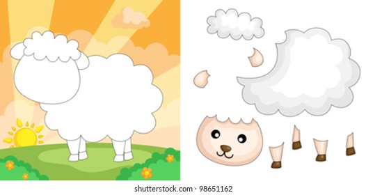 A vector illustration of a sheep puzzle