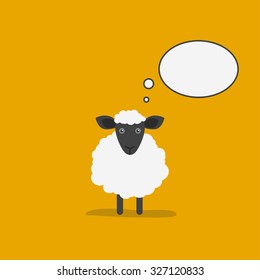 Vector illustration of sheep and a speech bubble