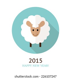 Vector illustration of sheep, symbol of 2015. Element for New Year's design.Flat design. Can used as greeting card.