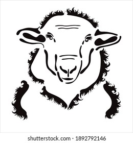 Vector illustration of sheep. Symbol of farm animal and breeding.