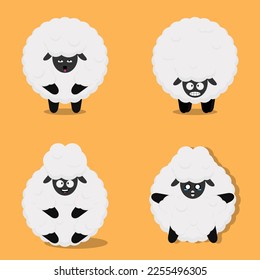 vector illustration of sheep in various poses.