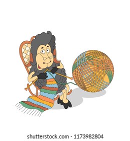 Vector illustration. Sheep's needlewoman.