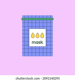 Vector illustration of sheet mask. Beauty product and online shopping. Korean cosmetic. Can be used as illustration in magazine, banner, social media, highlights, typographic design. Skin care concept