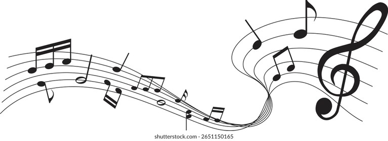 ilustração vetorial de partitura - notas musicais melodia