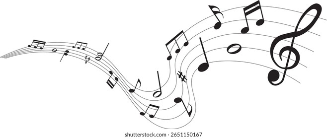 ilustração vetorial de partitura - notas musicais melodia