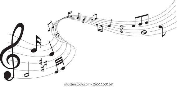 ilustração vetorial de partitura - notas musicais melodia