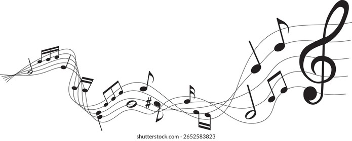ilustração vetorial de partitura - notas musicais melodia