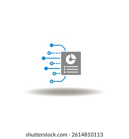 Vector illustration of sheet paper diagram circuit. Symbol of neuromarketing. Icon of finance commercial data analytics. Sign of financial electronic report.