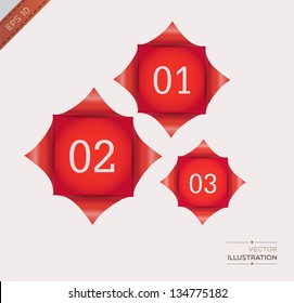 Vector illustration. Sheet of red paper with a curl. EPS 10