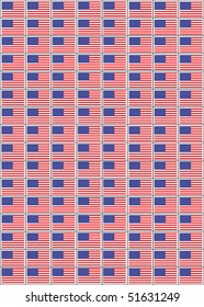 Ilustración vectorial de una hoja de sellos con la bandera de los Estados Unidos