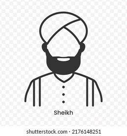 Vector illustration of Sheikh icon in dark color and transparent background(png).