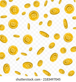 Vector illustration of Shekel currency. Flying gold coins on transparent background (PNG).