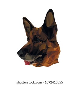 Vector illustration of a shepherd in the low poly style. Multi colored drawing for a pet shop or a dog kennel catalogue, banner, advertisement, web site, clothes design or print
