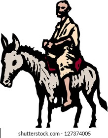 Vector illustration of shepherd with sheep