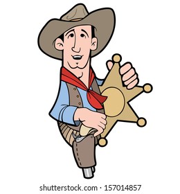 Vector illustration of a sheriff holding a badge