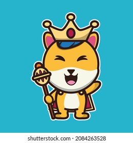 vector illustration of shiba dog king dress, suitable for children's books, birthday cards, valentine's day.