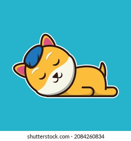 vector illustration of shiba dog was sleeping, suitable for children's books, birthday cards, valentine's day.