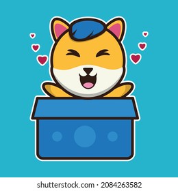 vector illustration of shiba dog surprise, suitable for children's books, birthday cards, valentine's day.