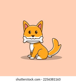 Vector illustration of a Shiba inu dog cartoon 