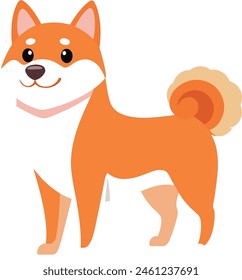 Ilustración vectorial shiba inu perro estilo de dibujos animados