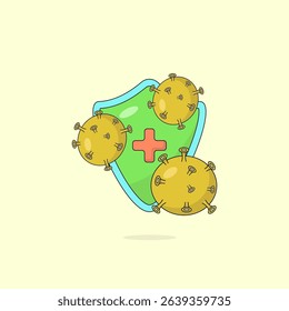 Vector illustration of shield blocking virus, graphic design for zoonotic diseases theme