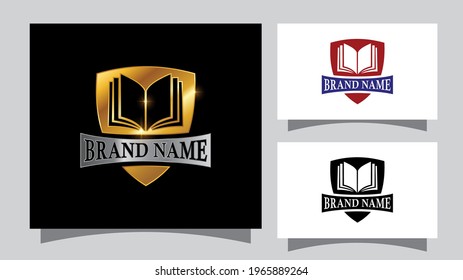 A Vector Illustration of Shield and Book Logo Sign 