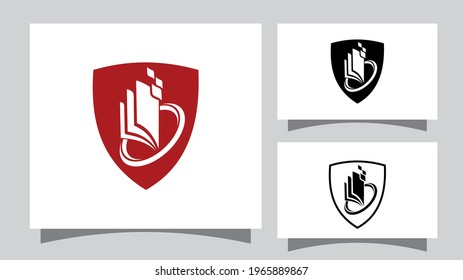 A Vector Illustration of Shield and Book Logo Sign 