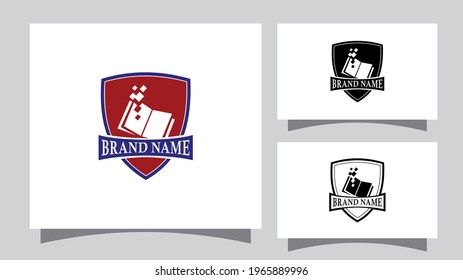 A Vector Illustration of Shield and Book Logo Sign 