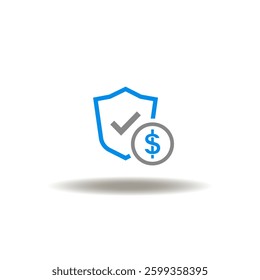 Vector illustration of shield check dollar. Symbol of CBDC Central Bank Digital Currency. Icon of money protection.