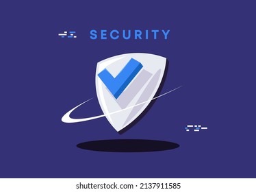 vector illustration of a shield with a check mark, protection, security