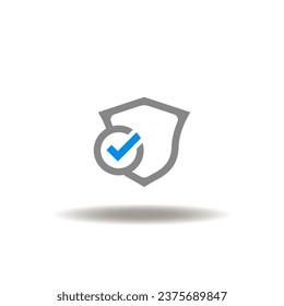 Vector illustration of shield with check mark. Icon of safety first.