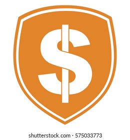 Vector Illustration of Shield with Dollar symbol icon in orange