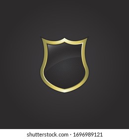 Vector illustration of shield with dots texture and golden frame. Premium and luxury emblem very usable for logo frame.