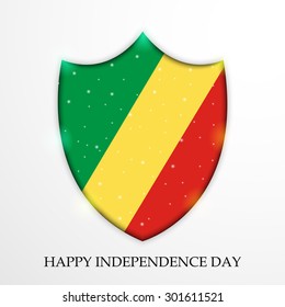 Vector illustration of a Shield fill with Flag color for Congo Independence Day.