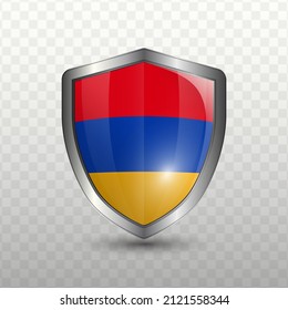 Ilustración vectorial. Escudo con bandera armenia sobre fondo transparente (PNG).